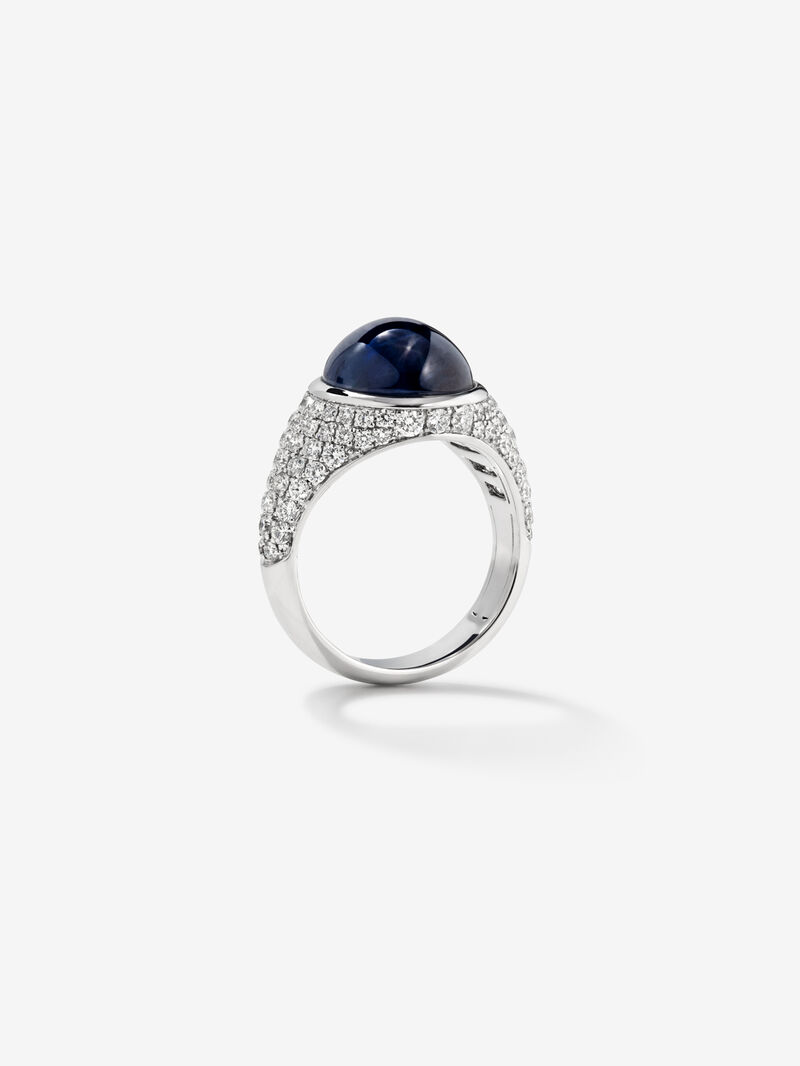 18K White Gold Ring with Blue Sapphire image number 4