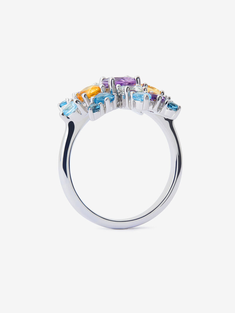 925 silver ring with amethysts, topazes and citrine quartz image number 4
