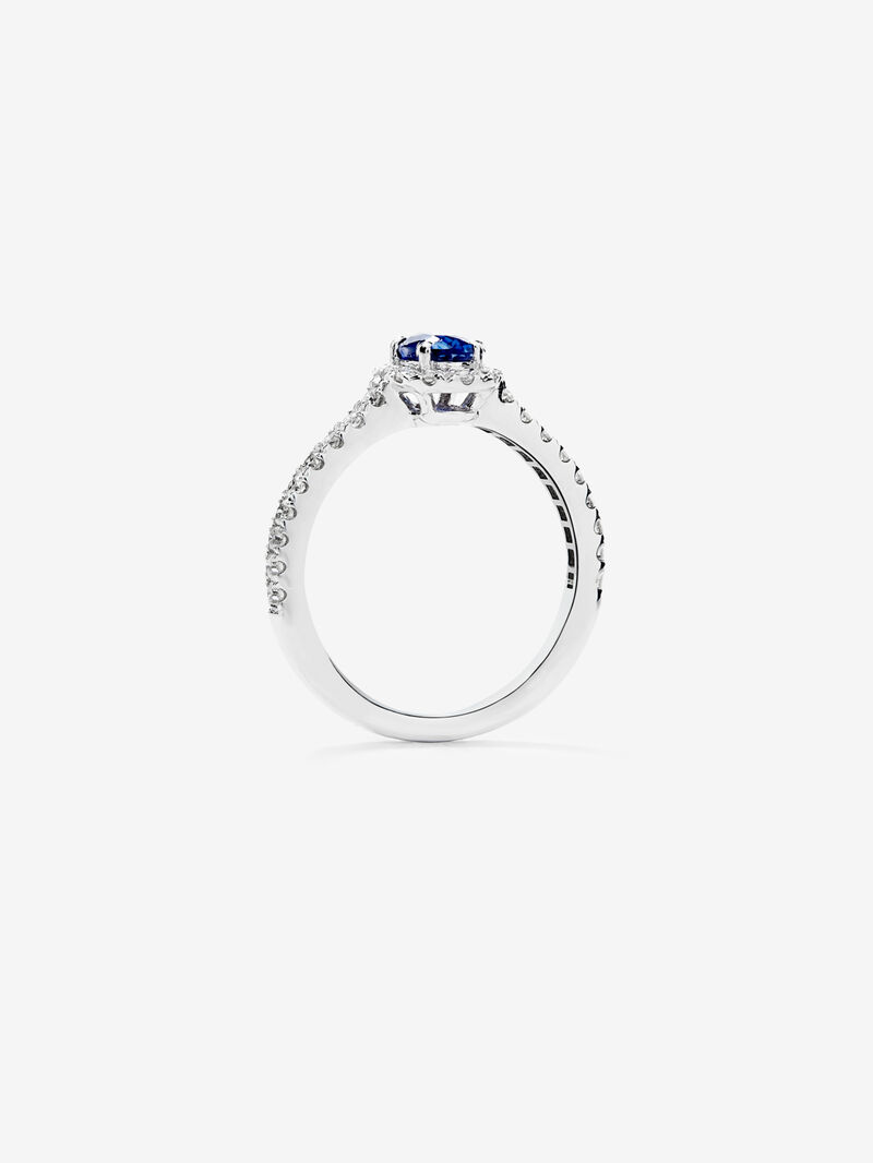 18K White Gold Ring with Blue Zafiro in 0.6 cts and white diamonds in a brilliant 0.39 cts image number 4