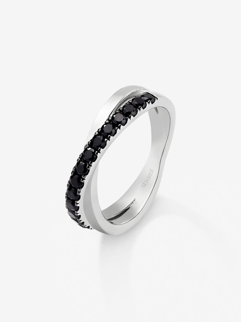 925 silver cross ring with 15 brilliant-cut black spinels image number 0