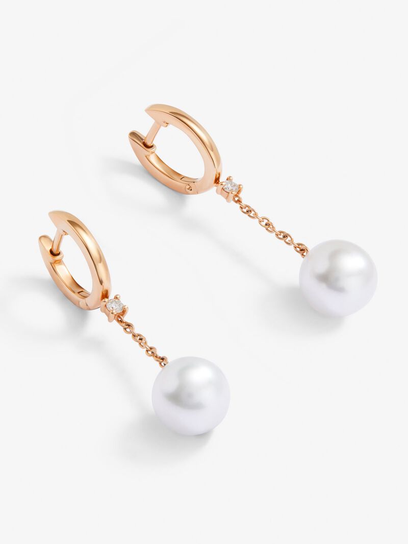 18K rose gold and white pink slopes with white 0.07 cts and pearls akoya 8.5 mm image number 2