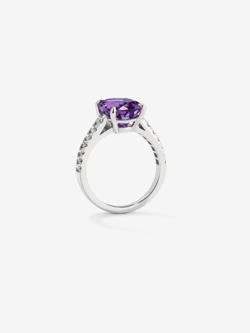 18K white gold ring with diamond and amethyst image number 4
