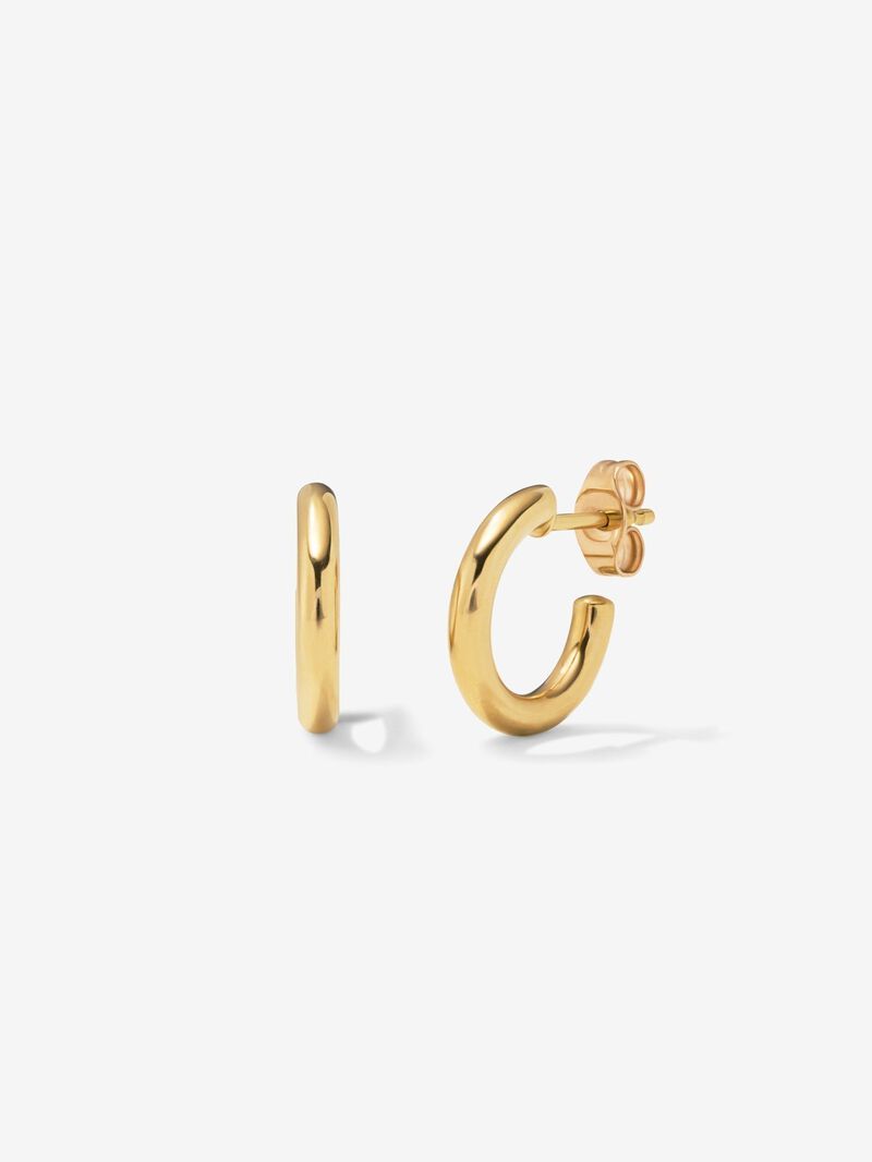 Small smooth hoop earrings made of 18K yellow gold. image number 0