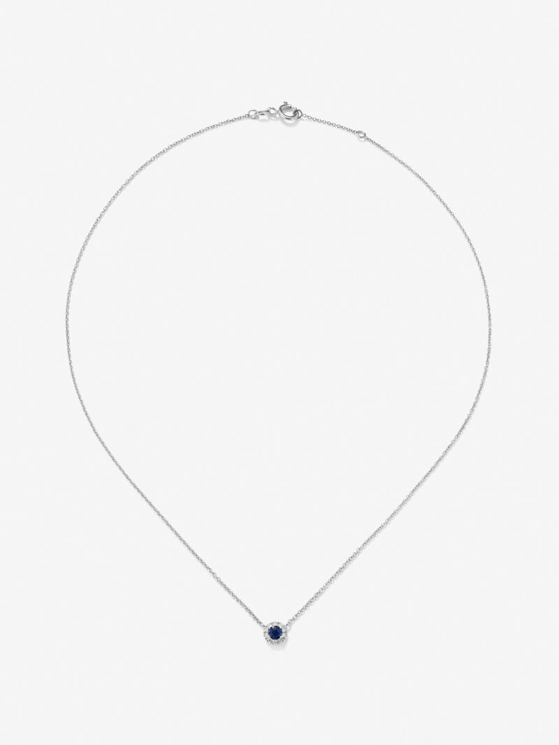 18K white gold pendant with 0.31 ct brilliant-cut blue sapphire and 0.87 ct brilliant-cut diamonds image number 0
