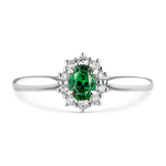 Big Three ring white gold 0,31 carats green emerald, SO15029-E/A063_V