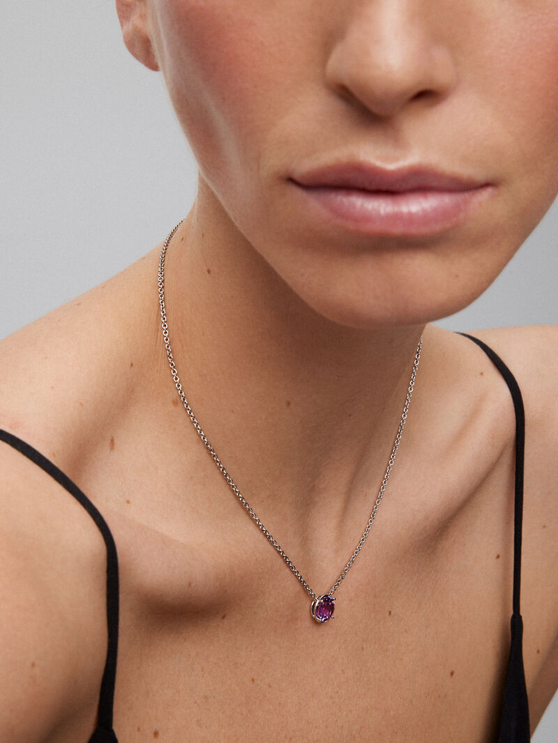 925 Silver chain pendant with amethyst image number 3
