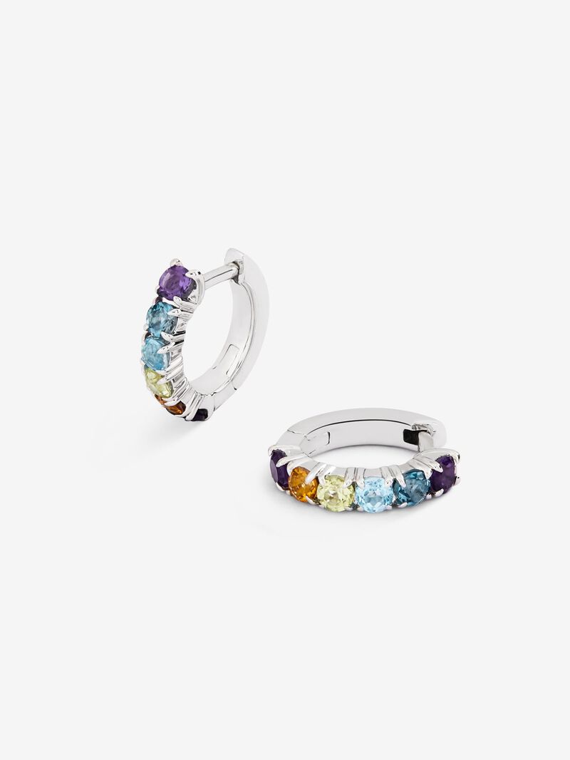 925 Silver Silver Silver Threatening Earrings with multicolored gems image number 2