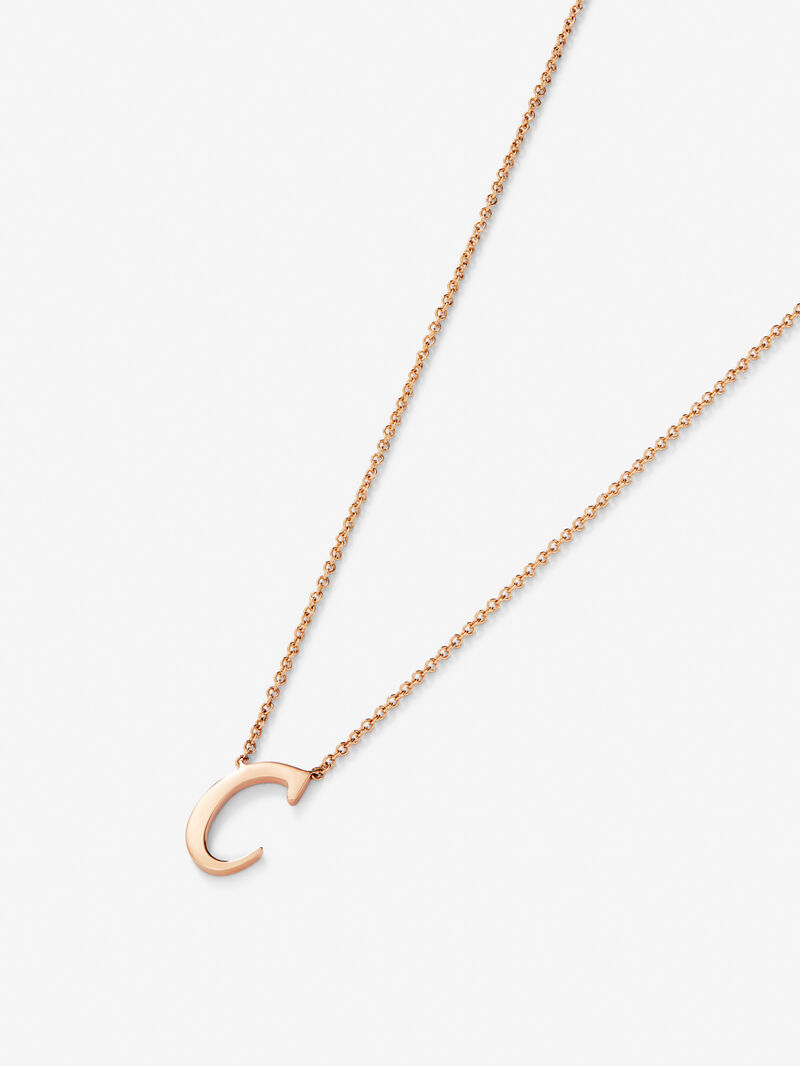 18K Rose Gold Pendant Chain with Initial C image number 2