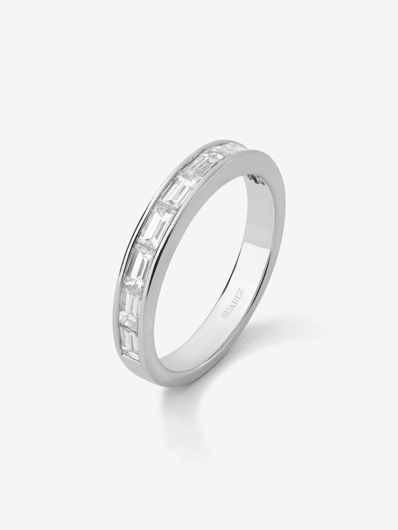 Half wedding band in 18K white gold with pavé baguette-cut diamonds with a total of 0.89 cts image number 0