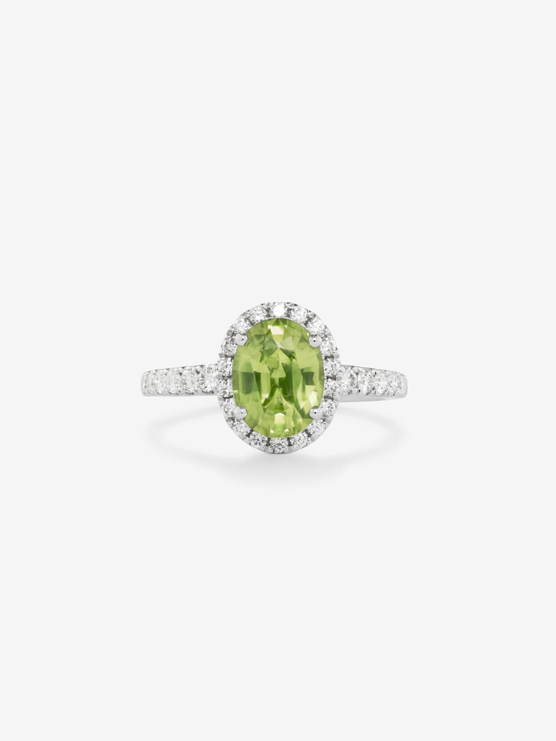 18K white gold ring with green peridot image number 2