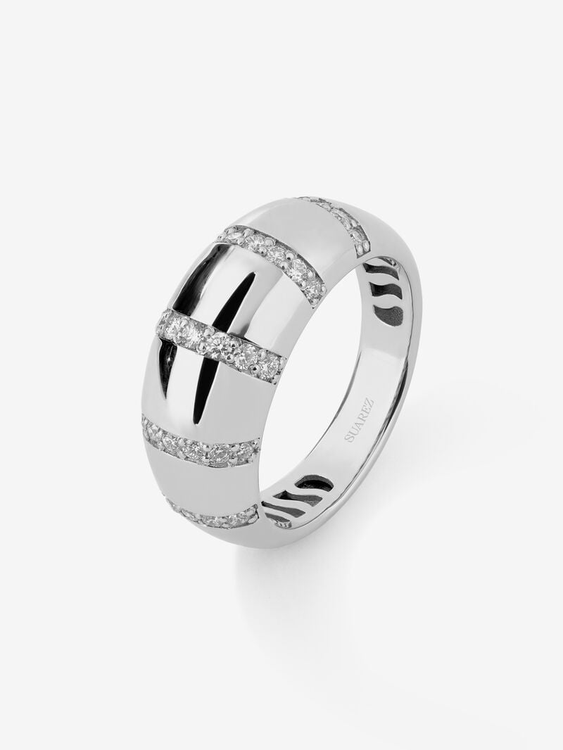 18K White Gold Ring with Brilliant-Cut Pavé Diamonds image number 0