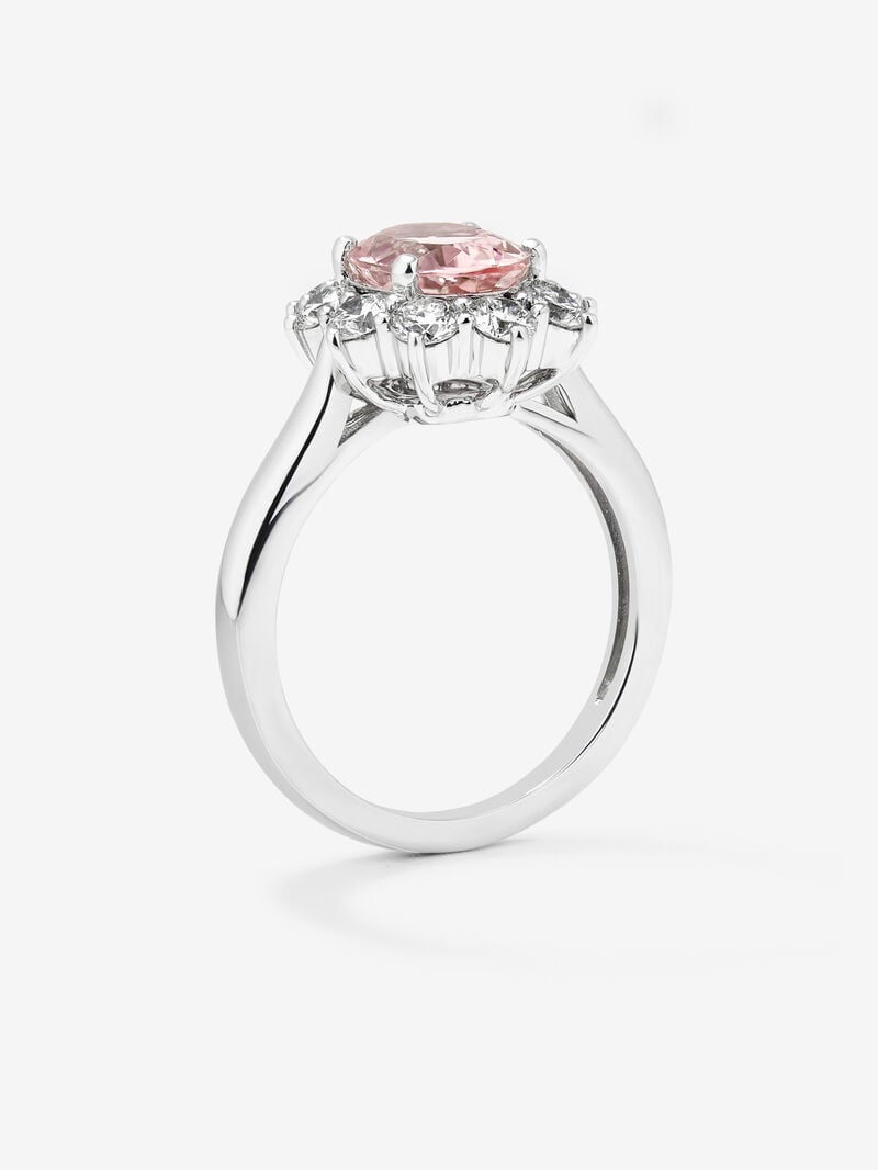 18K White Gold Ring with pink morganita in 1.6 cts and white diamonds in a bright 0.96 cts diamonds image number 4