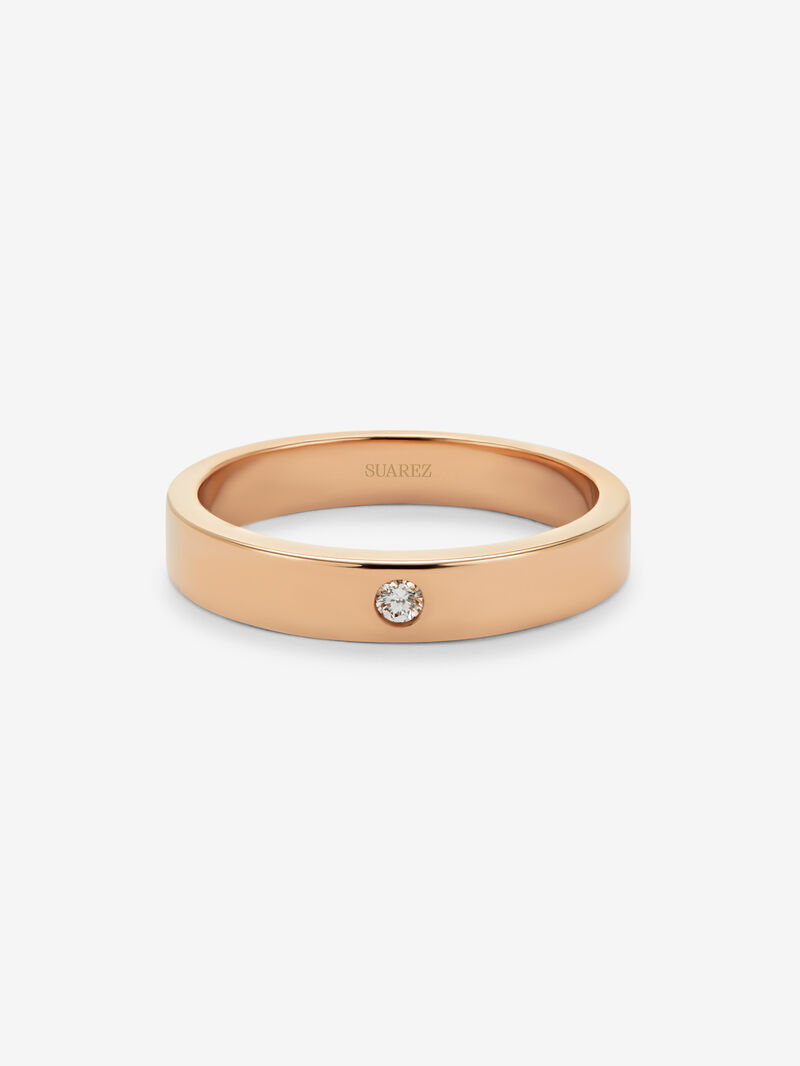 18K rose gold ring with brilliant cut diamond with a total of 0.03 cts image number 2