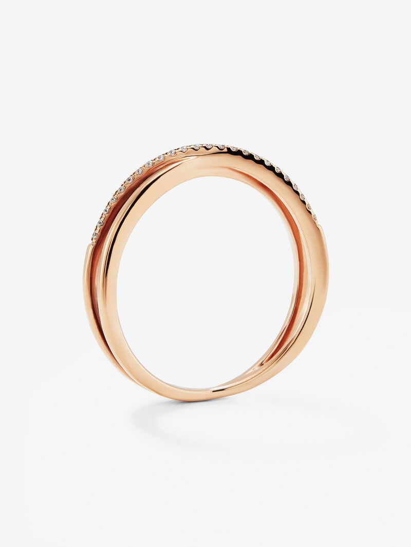 18K rose gold cross ring with 24 brilliant-cut white diamonds with a total of 0.07 cts image number 4