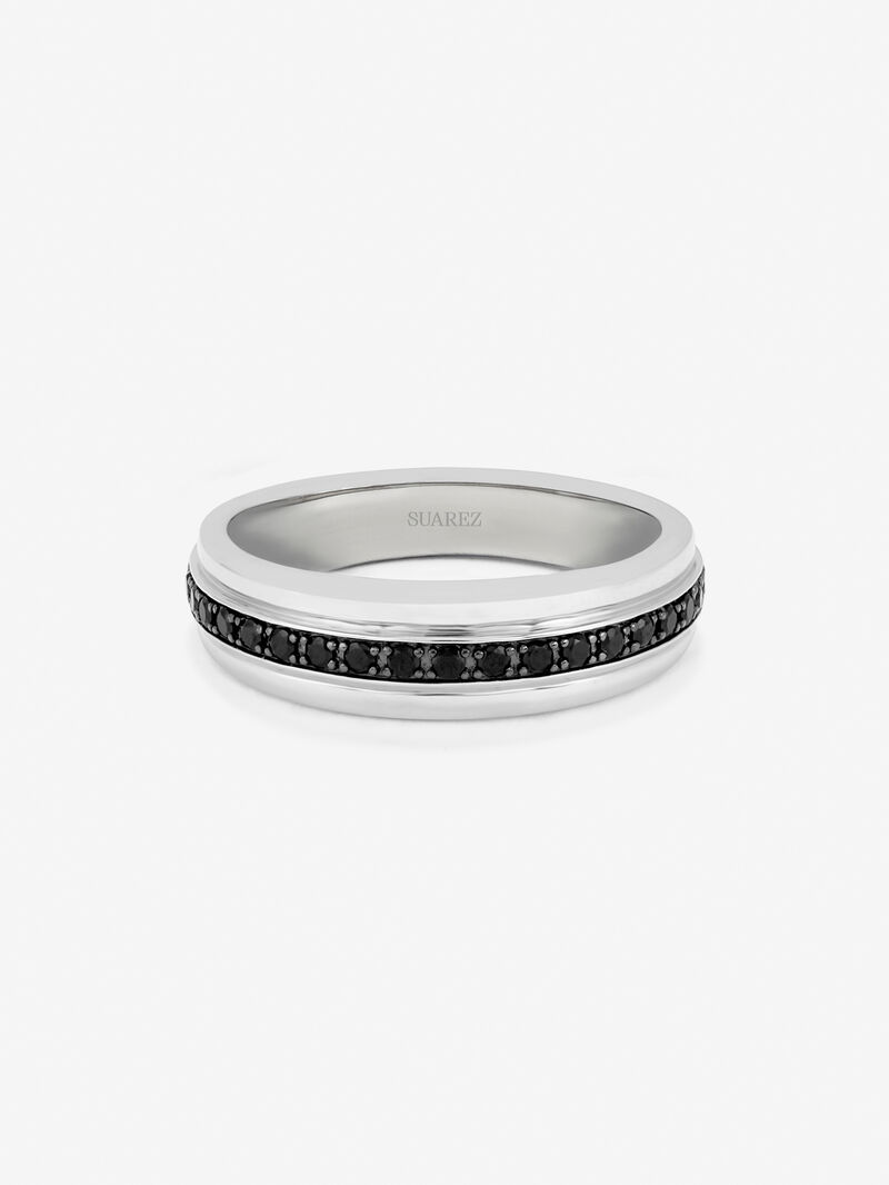 925 silver ring with 19 brilliant-cut black spinels image number 2