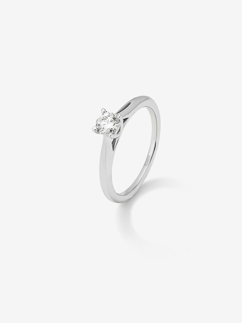 18K white gold solitaire ring with 0.15 ct brilliant cut diamond image number 0