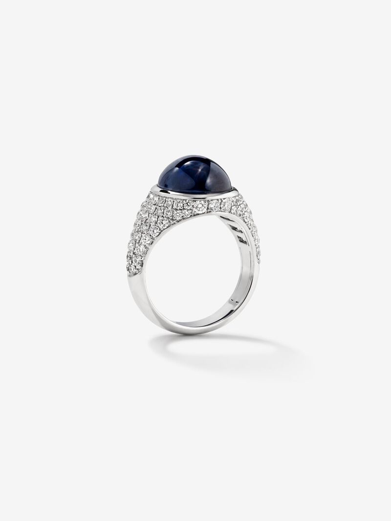 18K white gold ring with blue sapphire image number 4