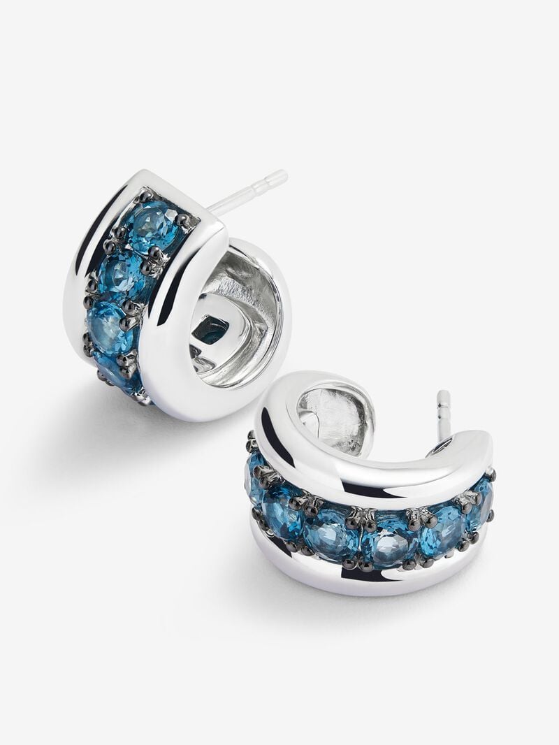 925 silver earrings with brilliant cut London blue topaz pave image number 2