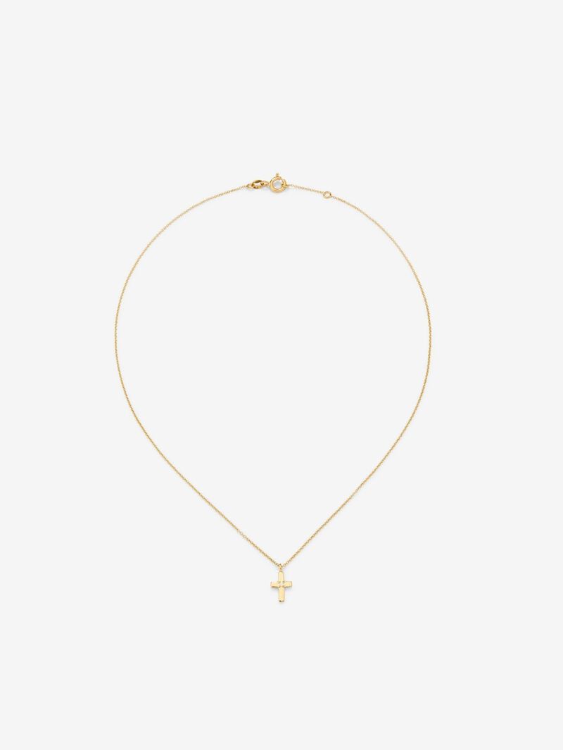 Pendant chain with small 18K yellow gold cross image number 0