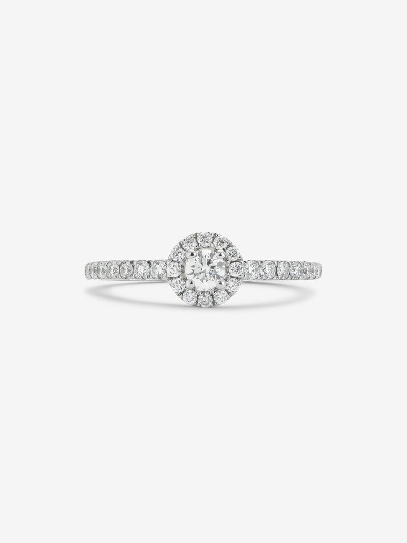 18K white gold ring with central brilliant-cut diamond of 0.15 cts and border and arm of 28 brilliant-cut diamonds with a total of 0.3 cts image number 2