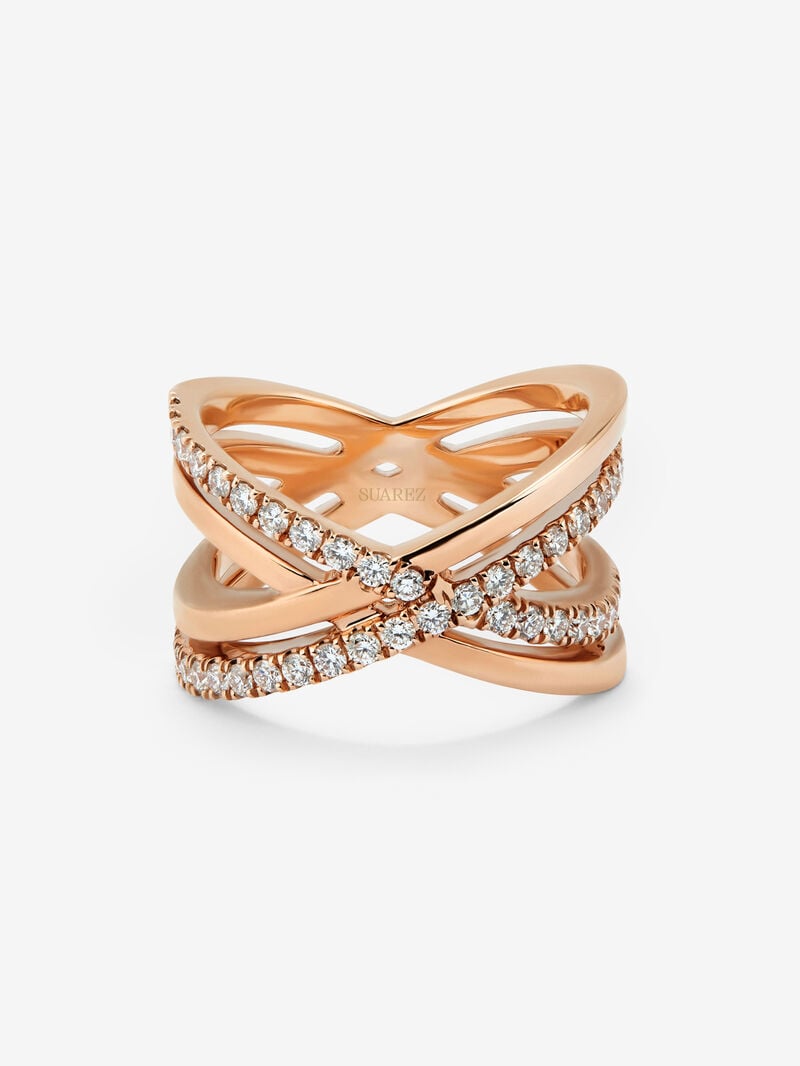 18K rose gold cross ring with 40 brilliant-cut diamonds with a total of 0.56 cts image number 2