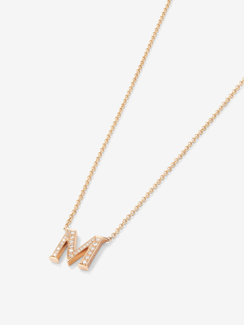 Pendant necklace with 18K rose gold initial and diamonds image number 2