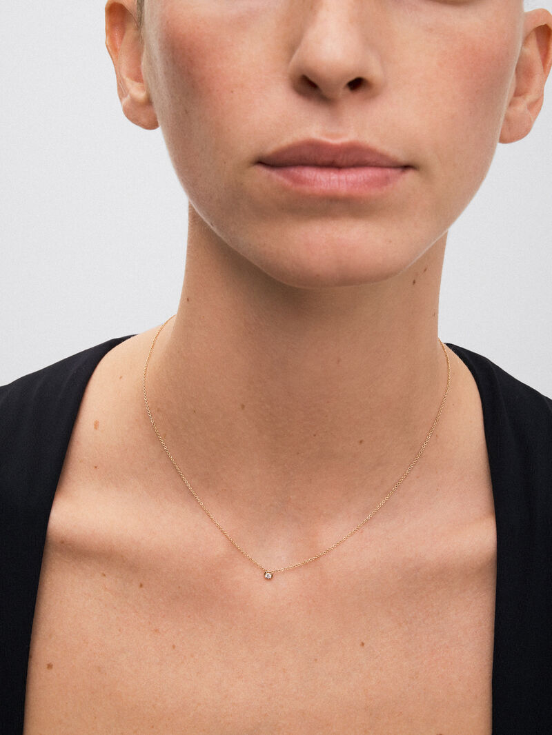 18K rose gold chain pendant with solitary diamond image number 3