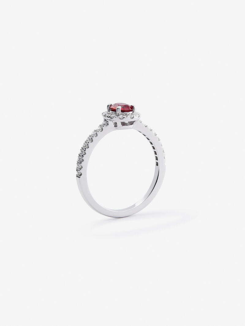 18K white gold ring with intense red ruby ​​in 0.52 cts and white diamonds in bright 0.29 cts image number 4