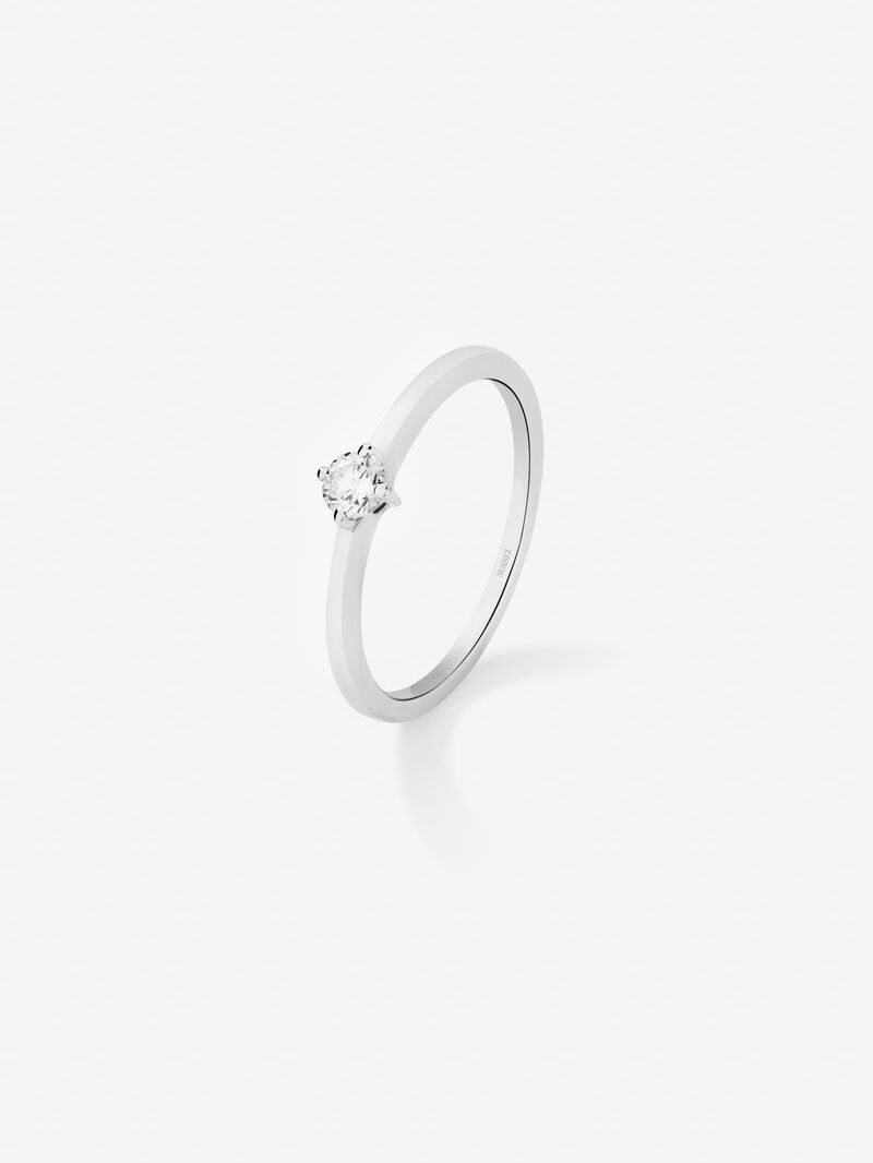 18K white gold ring with 0.15 ct brilliant cut diamond image number 0
