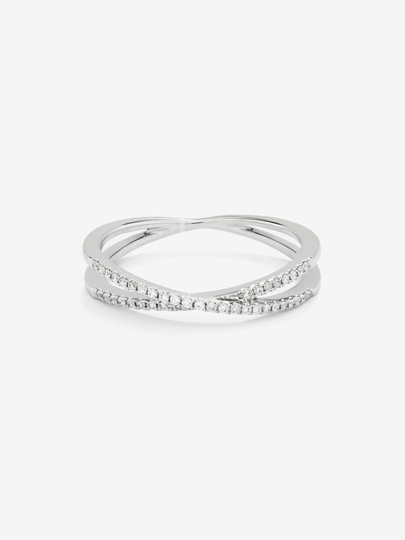 18K White Gold Double Diamond Ring image number 2