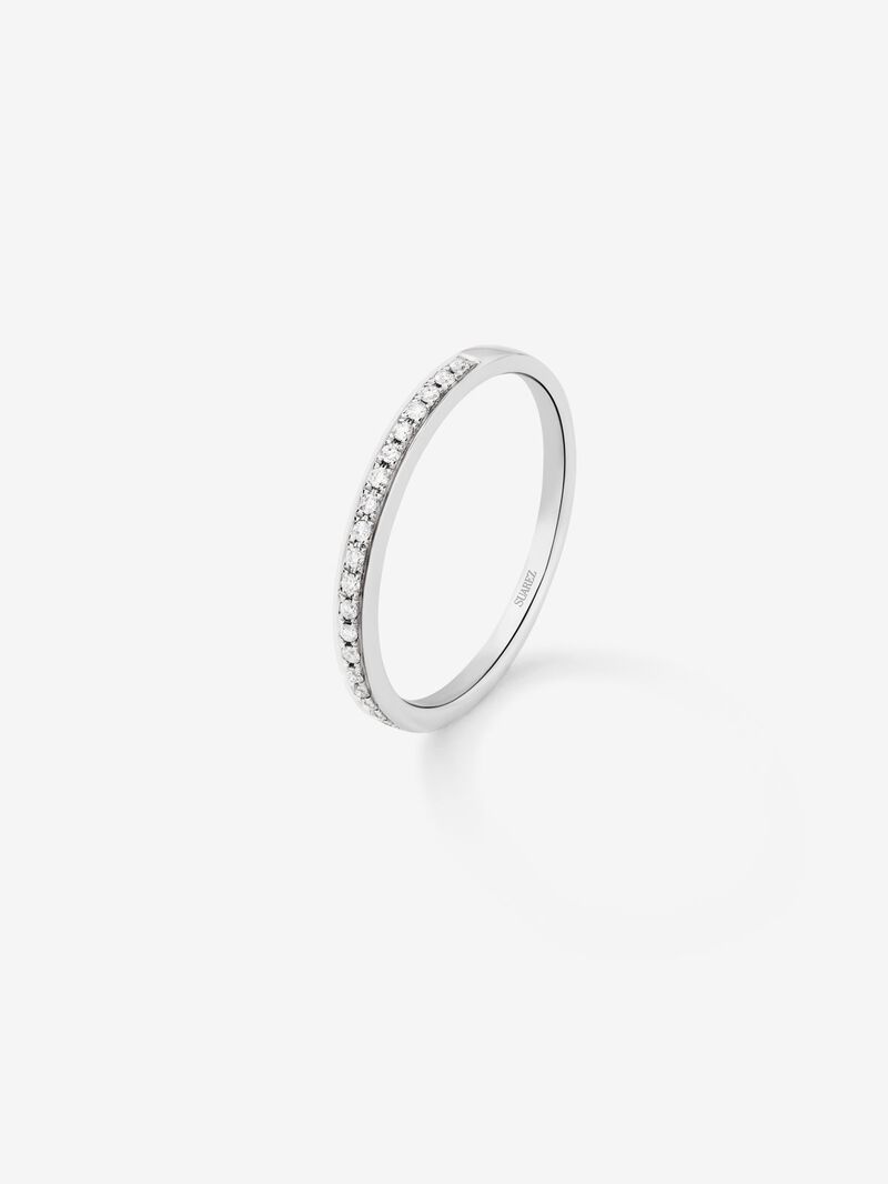 Half alliance engagement ring in 18K white gold with diamonds on the band. image number 0