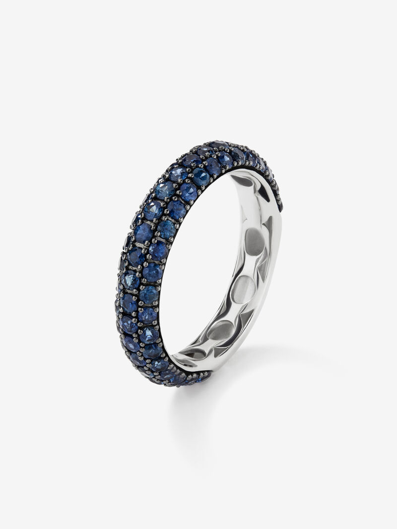 925 silver ring with 70 brilliant-cut blue sapphires with a total of 1.85 cts image number 0
