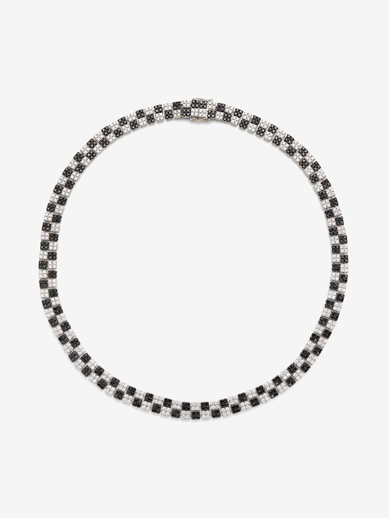 18K white gold necklace with 452 brilliant-cut white diamonds with a total of 7.8 cts and 452 black diamonds with a total of 8.52 cts image number 0