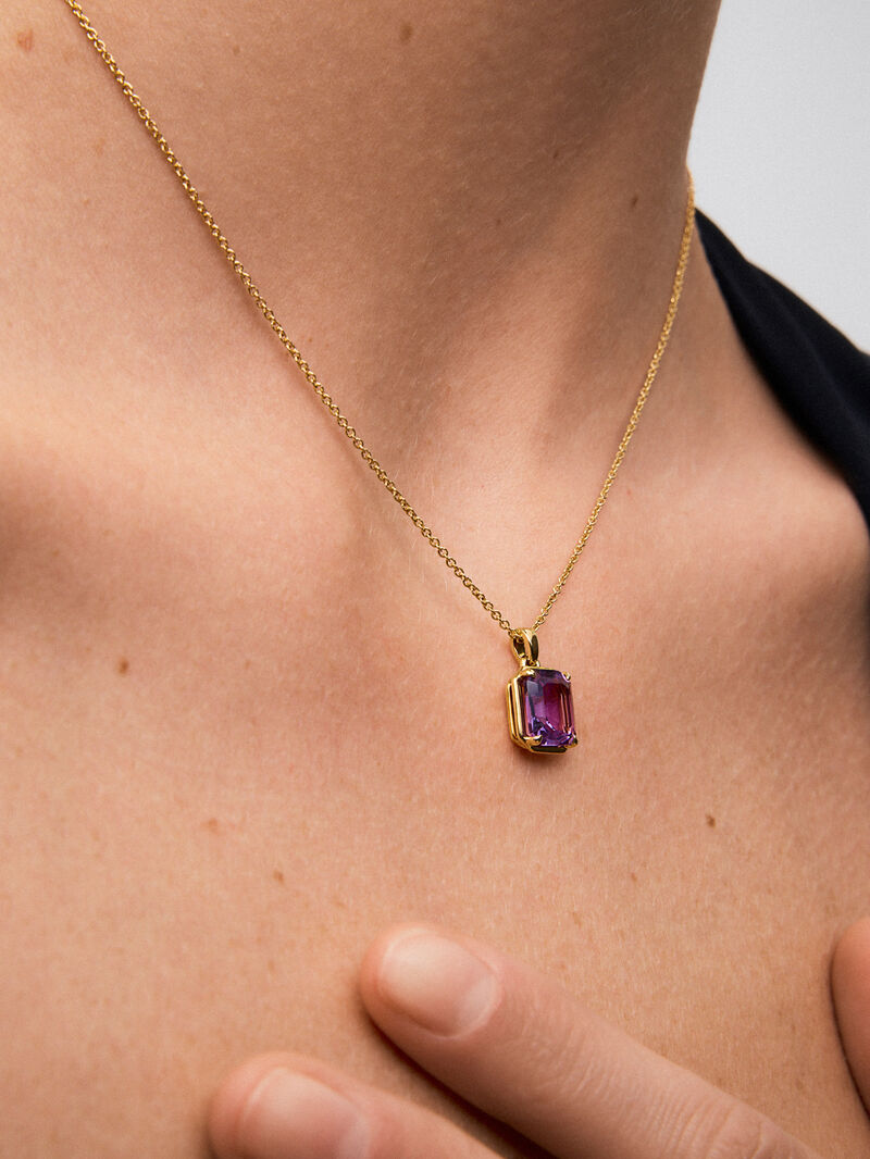 18K Yellow Gold Pendant Chain with Amethyst image number 3