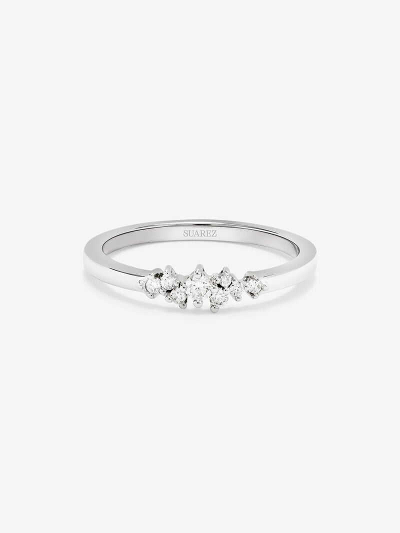 18K white gold ring with 8 brilliant-cut diamonds with a total of 0.1 cts image number 1