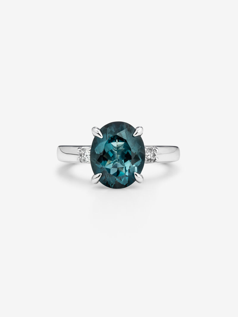 925 Silver triplet ring with topaz and diamonds image number 2