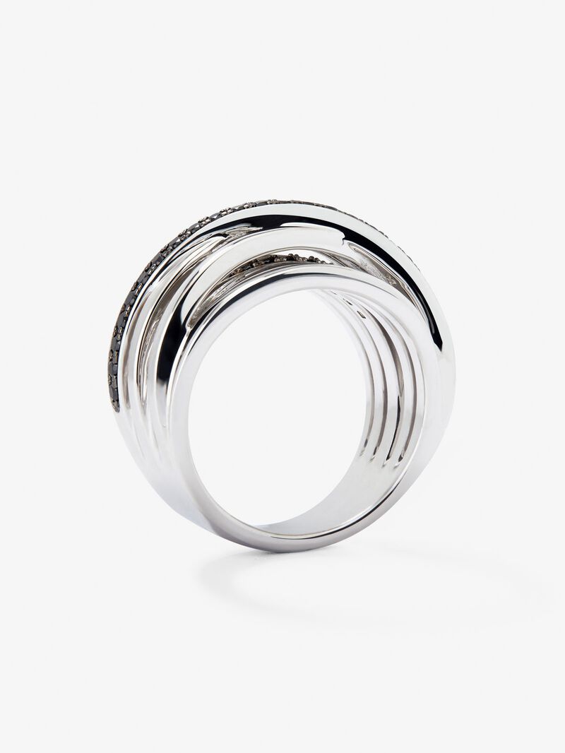 925 silver crossed multi-arm ring with 36 brilliant-cut black spinels image number 3