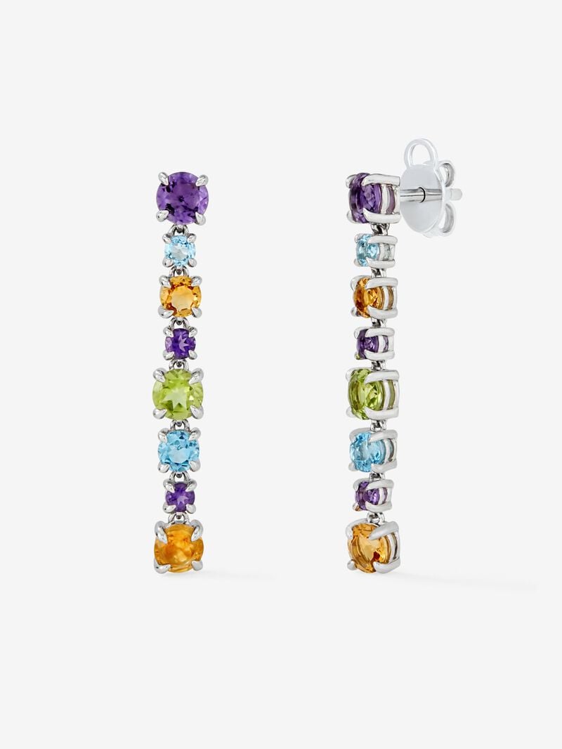 Long 925 silver earrings with multicolored gems image number 0