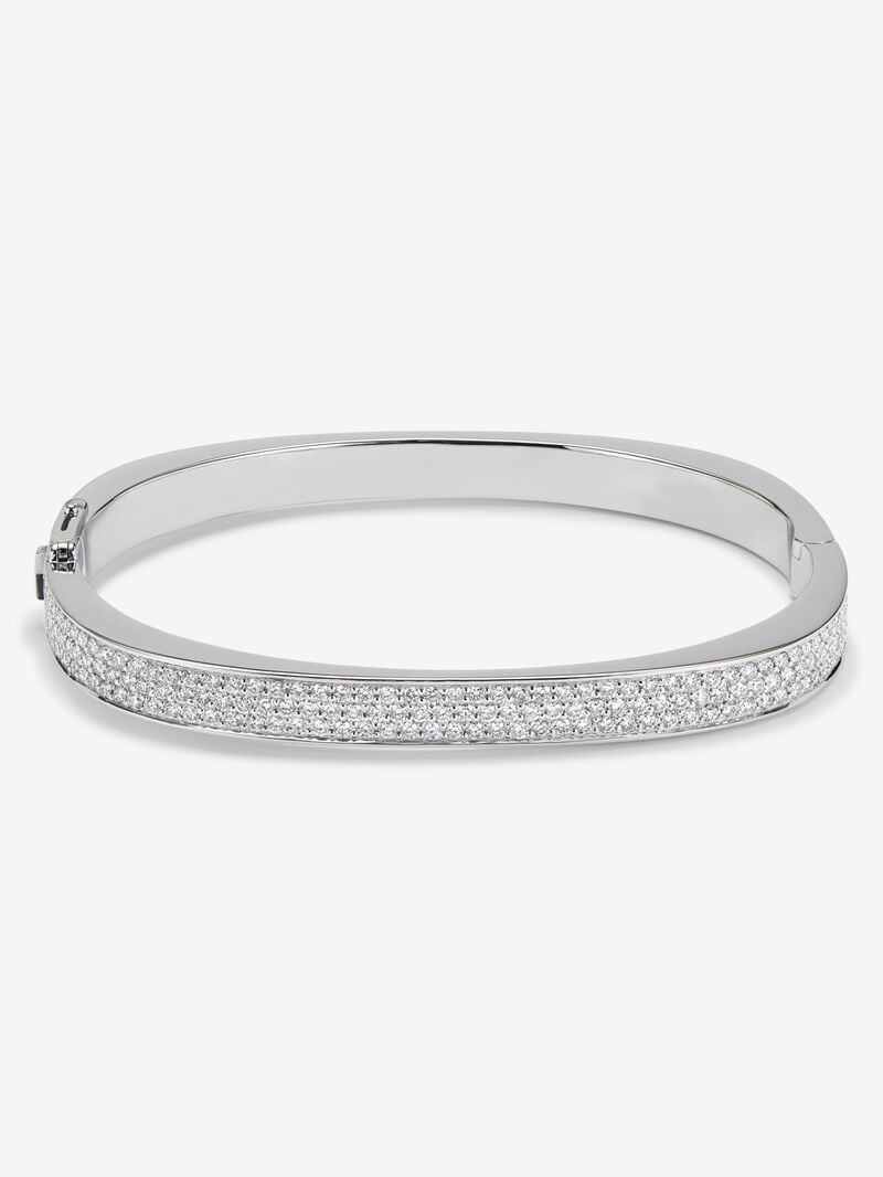 18K White Gold Rigid Bracelet with Brilliant-Cut Pavé Diamonds image number 0