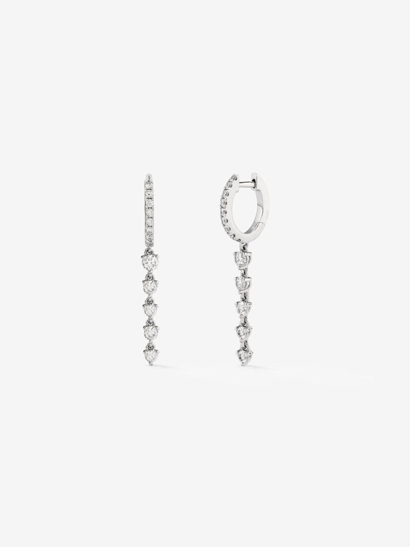 Long hoop earrings made of 18K white gold with diamonds. image number 2