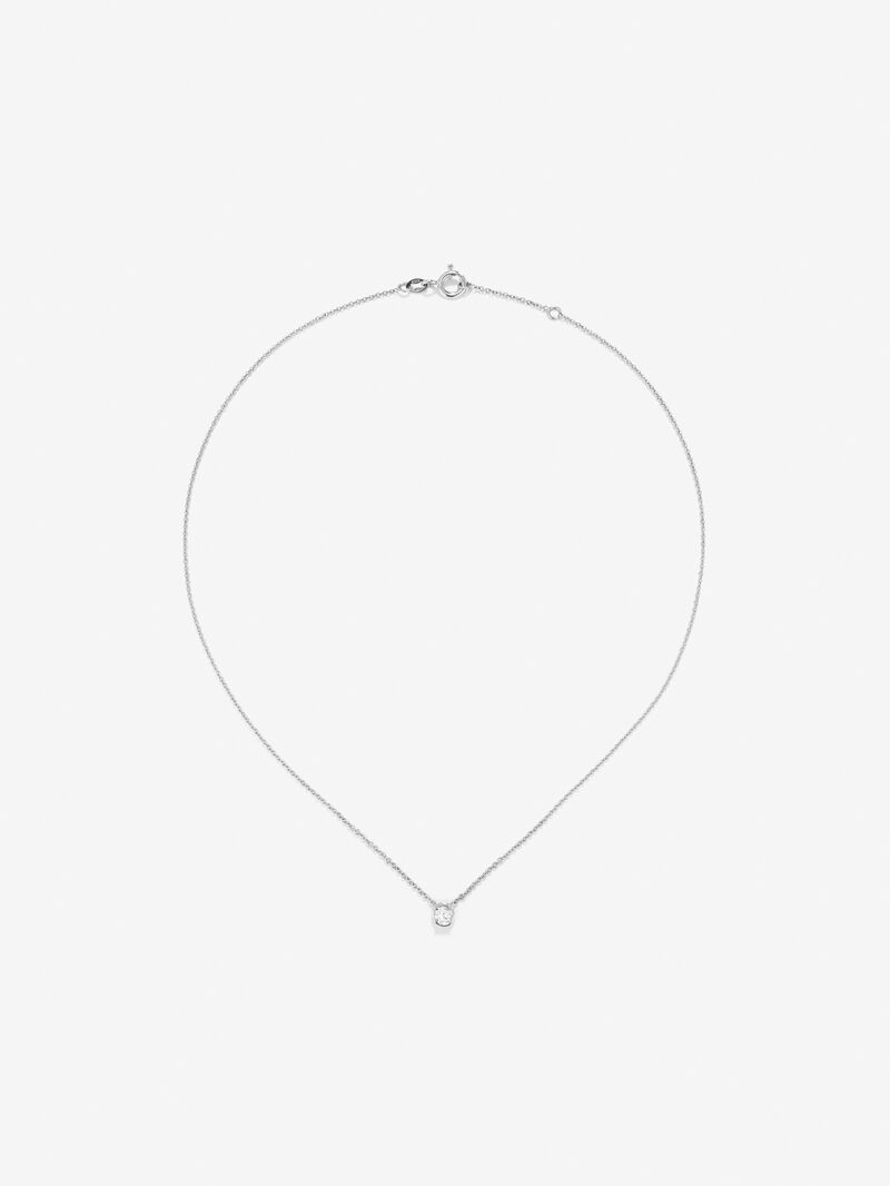18K white gold chain pendant with solitary diamond image number 0