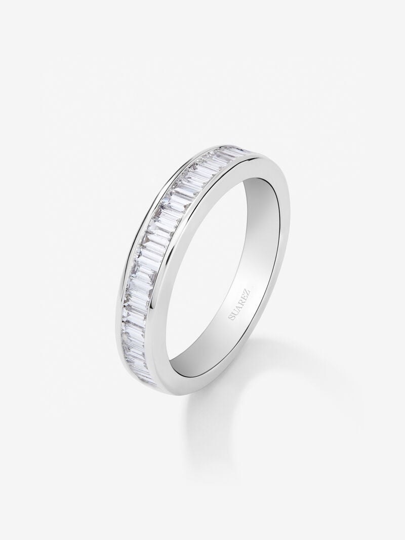 Entire 18K white gold ring with 25 baguette-cut diamonds with a total of 0.63 cts image number 0