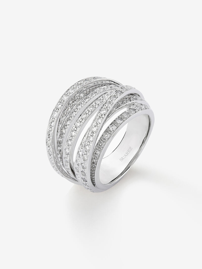 18K white gold multi-arm ring with 101 brilliant-cut diamonds with a total of 1.2 cts image number 0