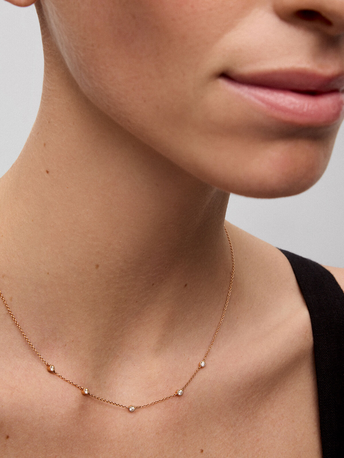 Rose gold diamante choker necklace clearance
