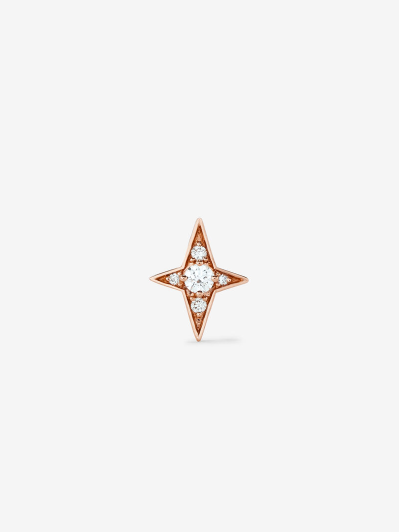 Individual 18K rose gold star earring with diamonds image number 0