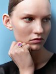 Anillo de oro blanco de 18kt con zafiro rosa talla oval de 4,49 quilates y diamantes, SO22069-OBDZR