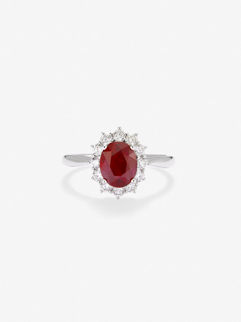 18K White Gold Ring with Red Vivid Ruba in 1.58 cts oval size and white diamonds of 0.34 cts image number 2
