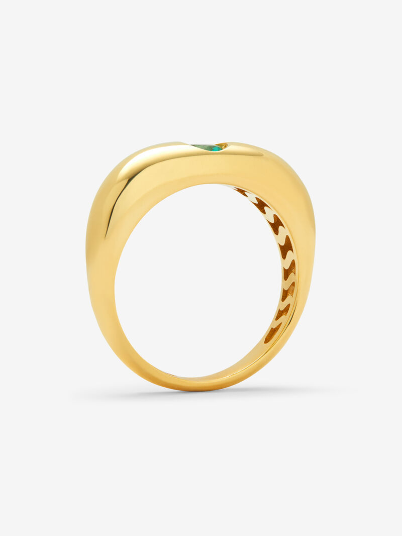 18K yellow gold ring with 0.25 ct brilliant cut emerald image number 4