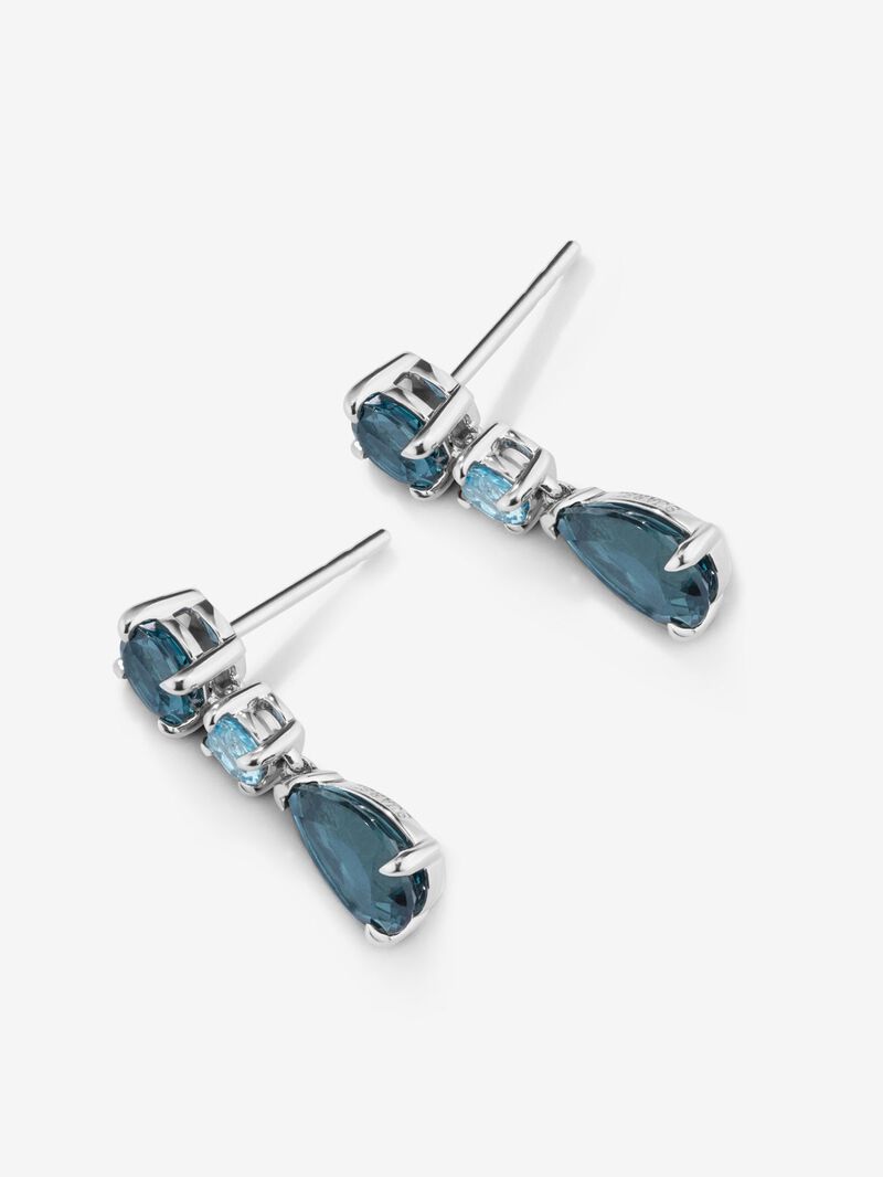 925 silver earrings with pear-cut London blue topazes of 2.56 cts and brilliant cut of 1.4 cts, and Swiss blue topazes in brilliant cut of 0.57 cts image number 2