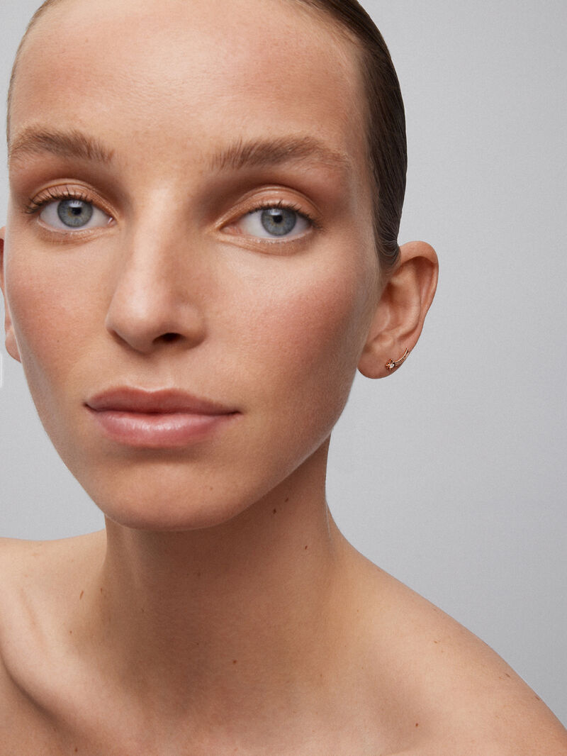 Individual 18K rose gold earring with 7 brilliant-cut diamonds with a total of 0.05 cts image number 1